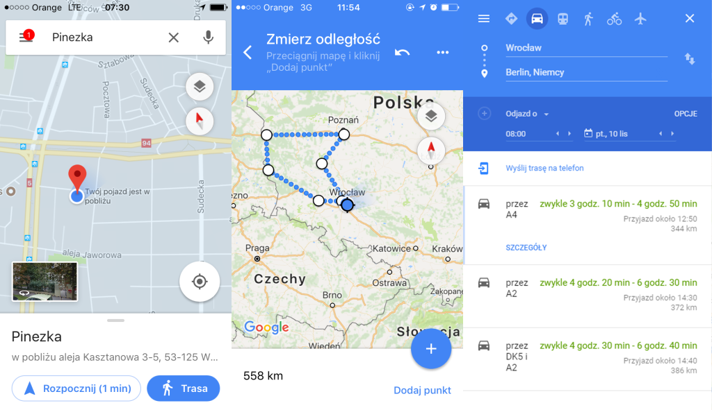 Mapa google dla ciężarówek online