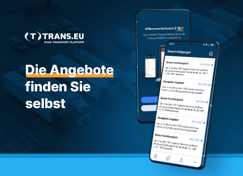 Mobile App für Transportaufträge - Loads2GO! von Trans.eu